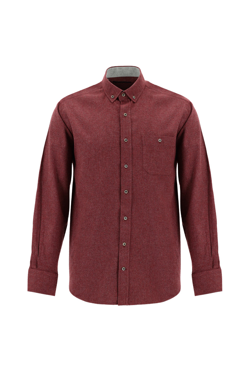 Koyu Bordo Uzun Kol Regular Fit Oduncu Spor Pamuklu Gömlek