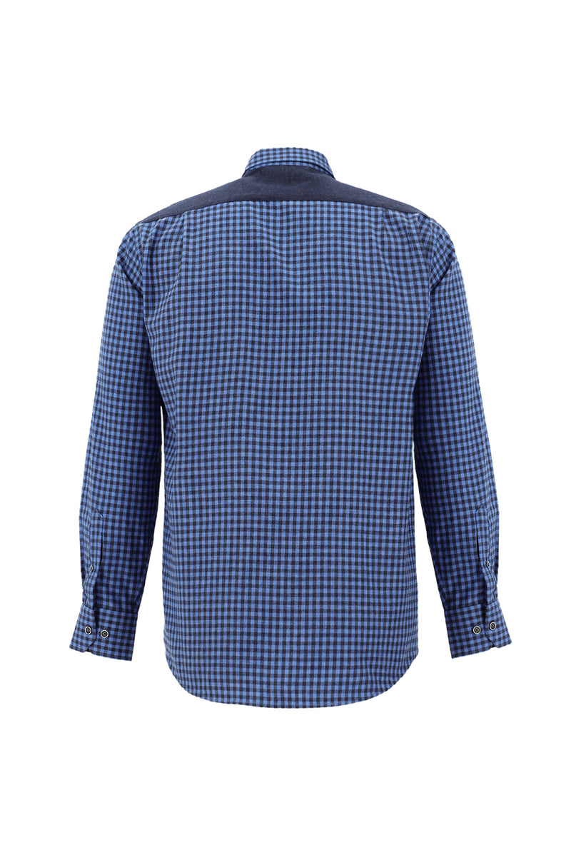 Koyu Mavi  Uzun Kol Regular Fit Ekose Oduncu Gömlek