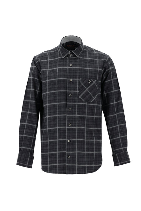 Siyah Uzun Kol Regular Fit Ekose Oduncu Pamuk Gömlek