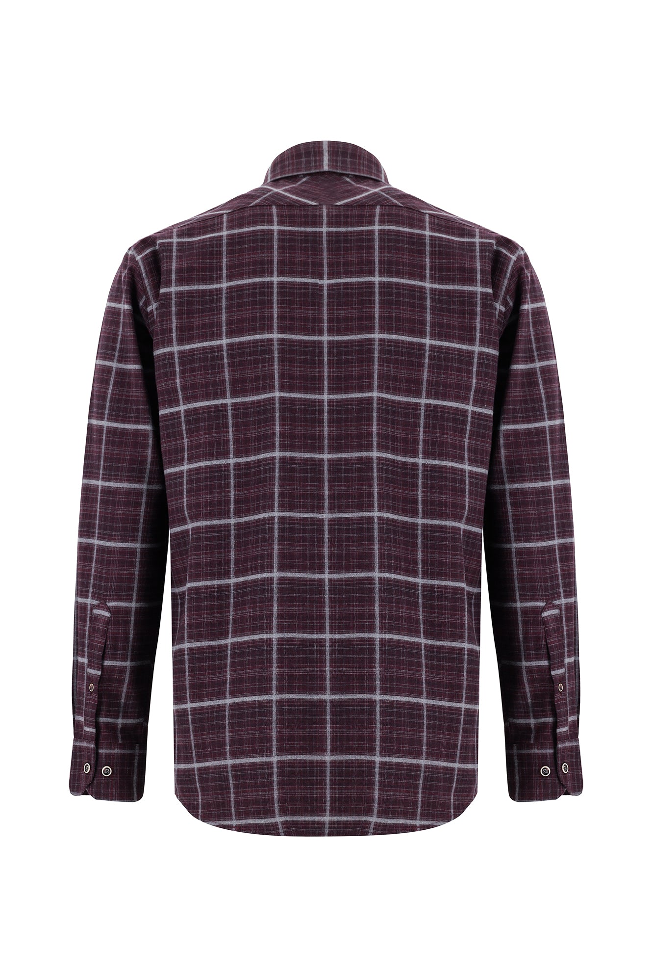 Koyu Bordo Uzun Kol Regular Fit Ekose Oduncu Pamuk Gömlek