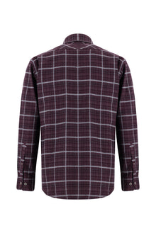 Koyu Bordo Uzun Kol Regular Fit Ekose Oduncu Pamuk Gömlek