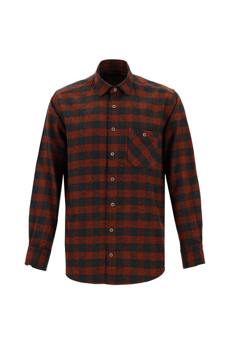 Koyu Bordo Uzun Kol Regular Fit Ekose Oduncu Pamuk Gömlek