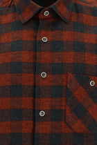 Koyu Bordo Uzun Kol Regular Fit Ekose Oduncu Pamuk Gömlek