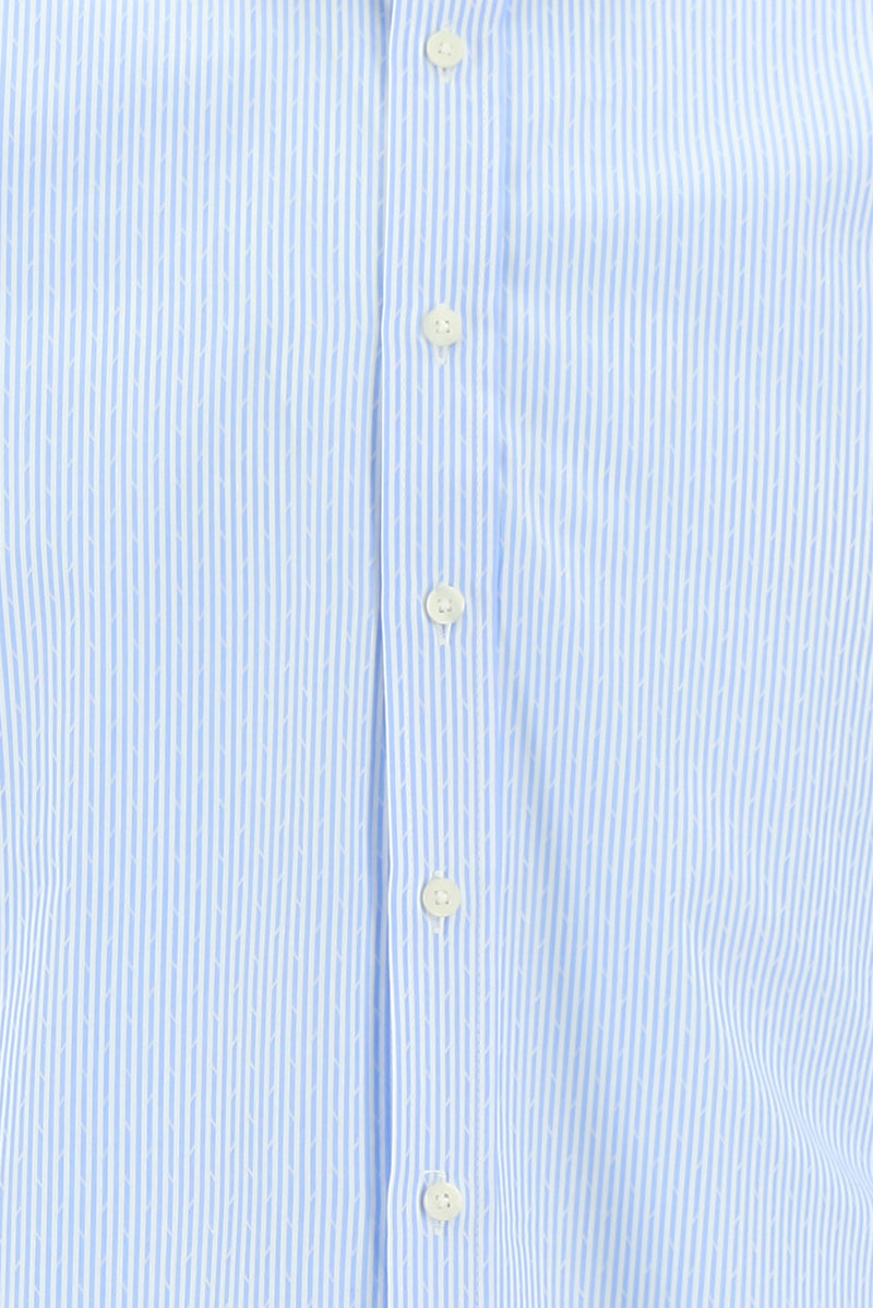 Açık Mavi Uzun Kol Klasik Desenli Pamuk Gömlek