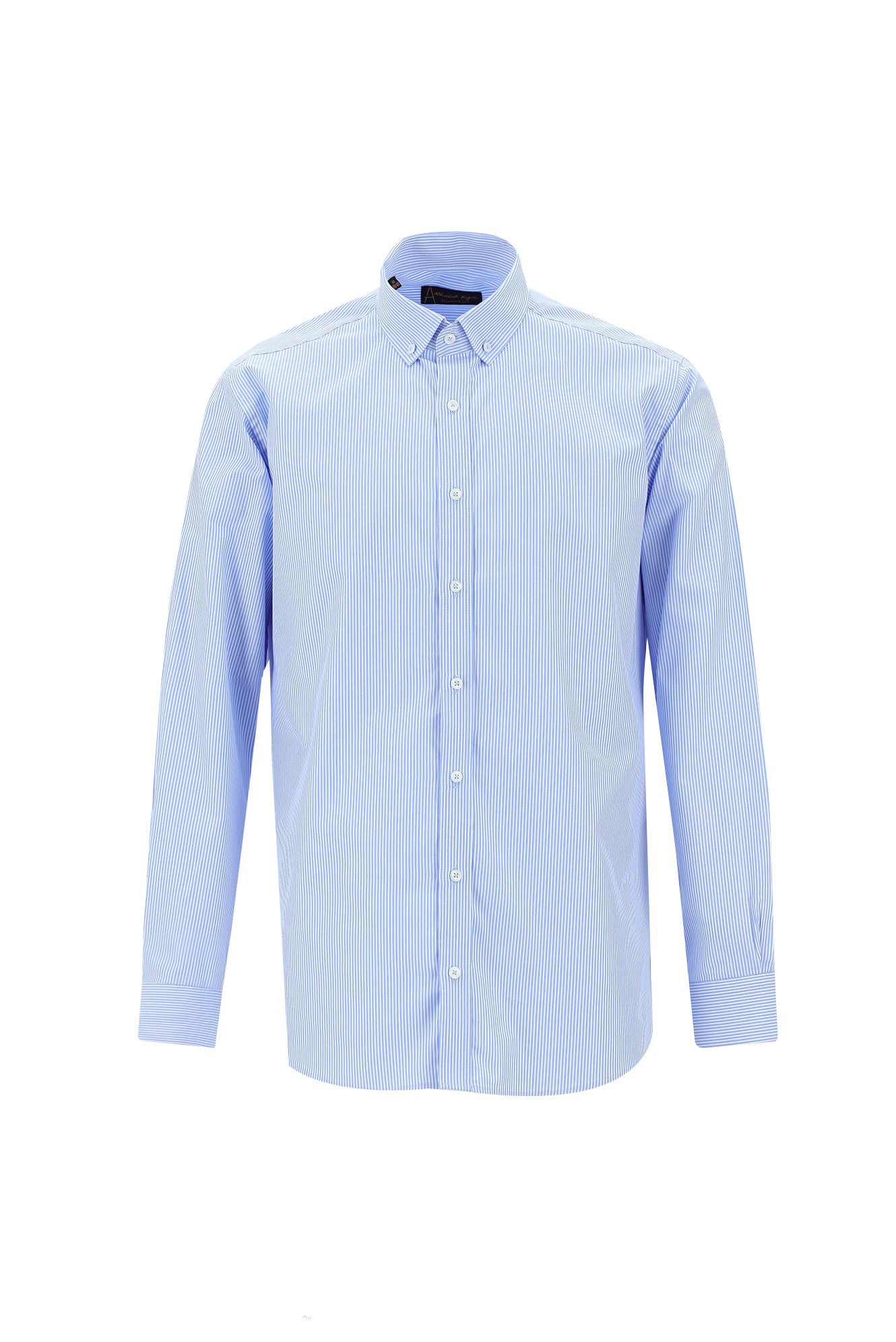 Koyu Mavi  Uzun Kol Regular Fit Çizgili Pamuk Gömlek