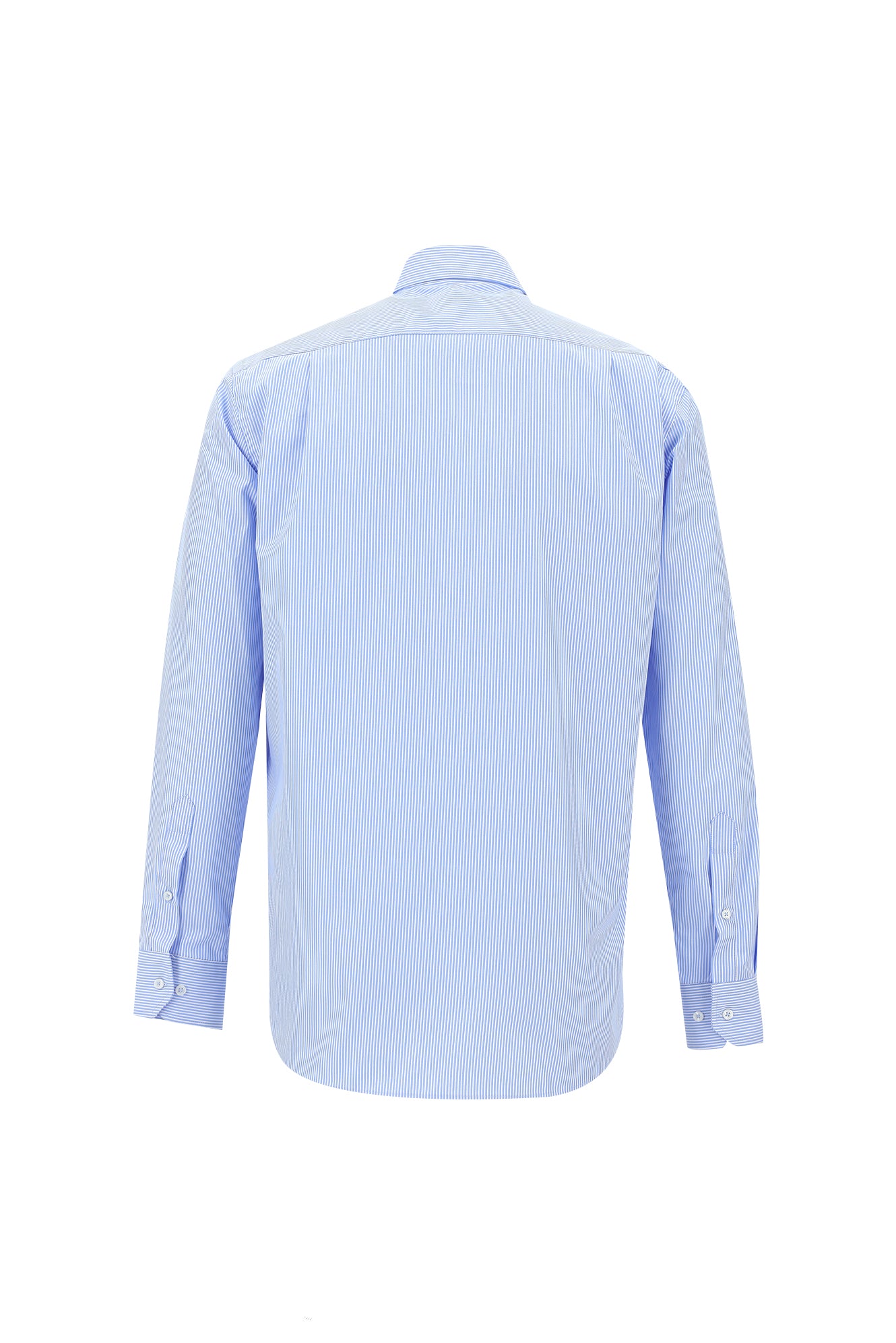 Koyu Mavi  Uzun Kol Regular Fit Çizgili Pamuk Gömlek