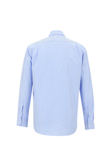 Koyu Mavi  Uzun Kol Regular Fit Çizgili Pamuk Gömlek