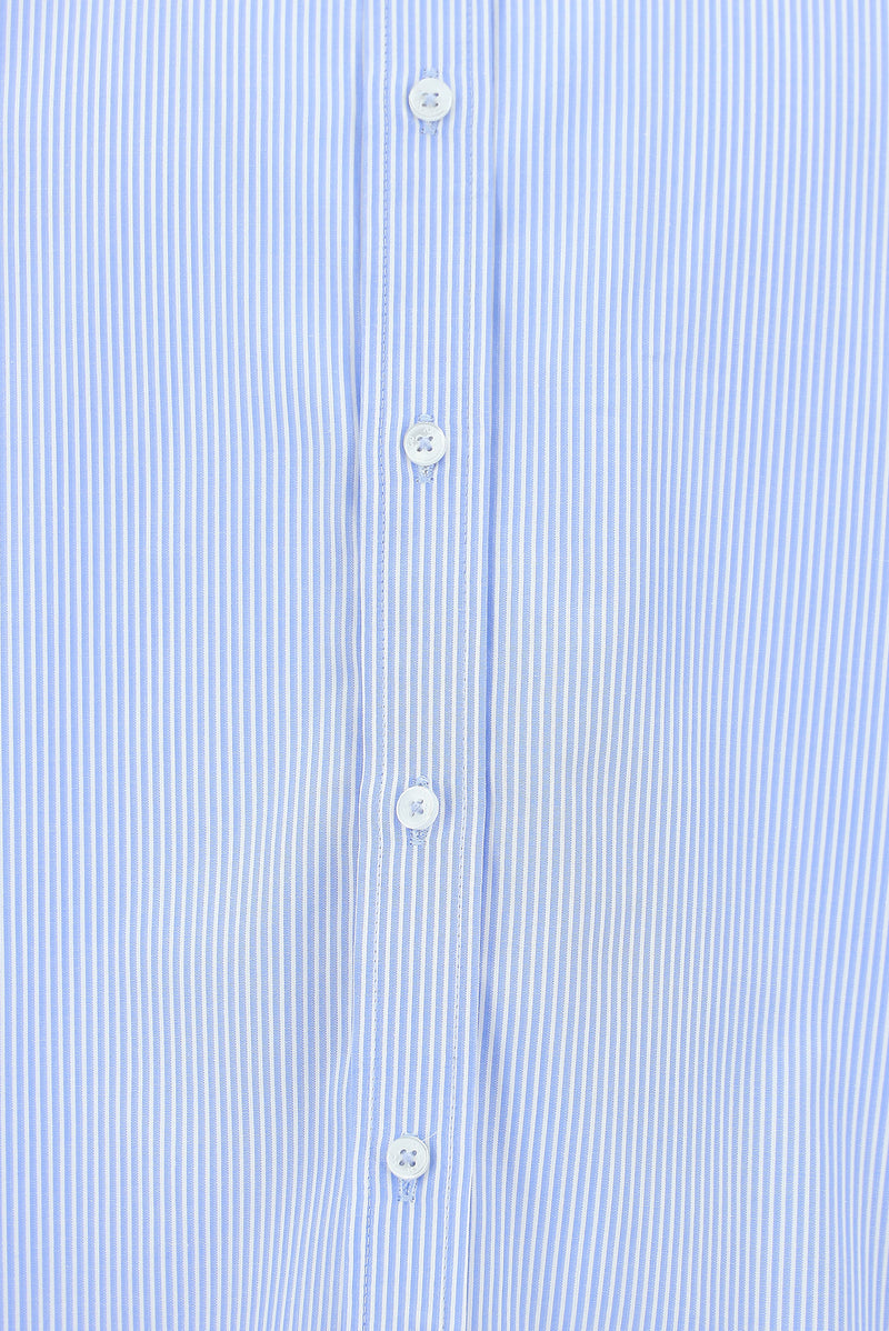 Koyu Mavi  Uzun Kol Regular Fit Çizgili Pamuk Gömlek