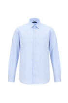 Açık Mavi Uzun Kol Klasik Çizgili Pamuk Gömlek