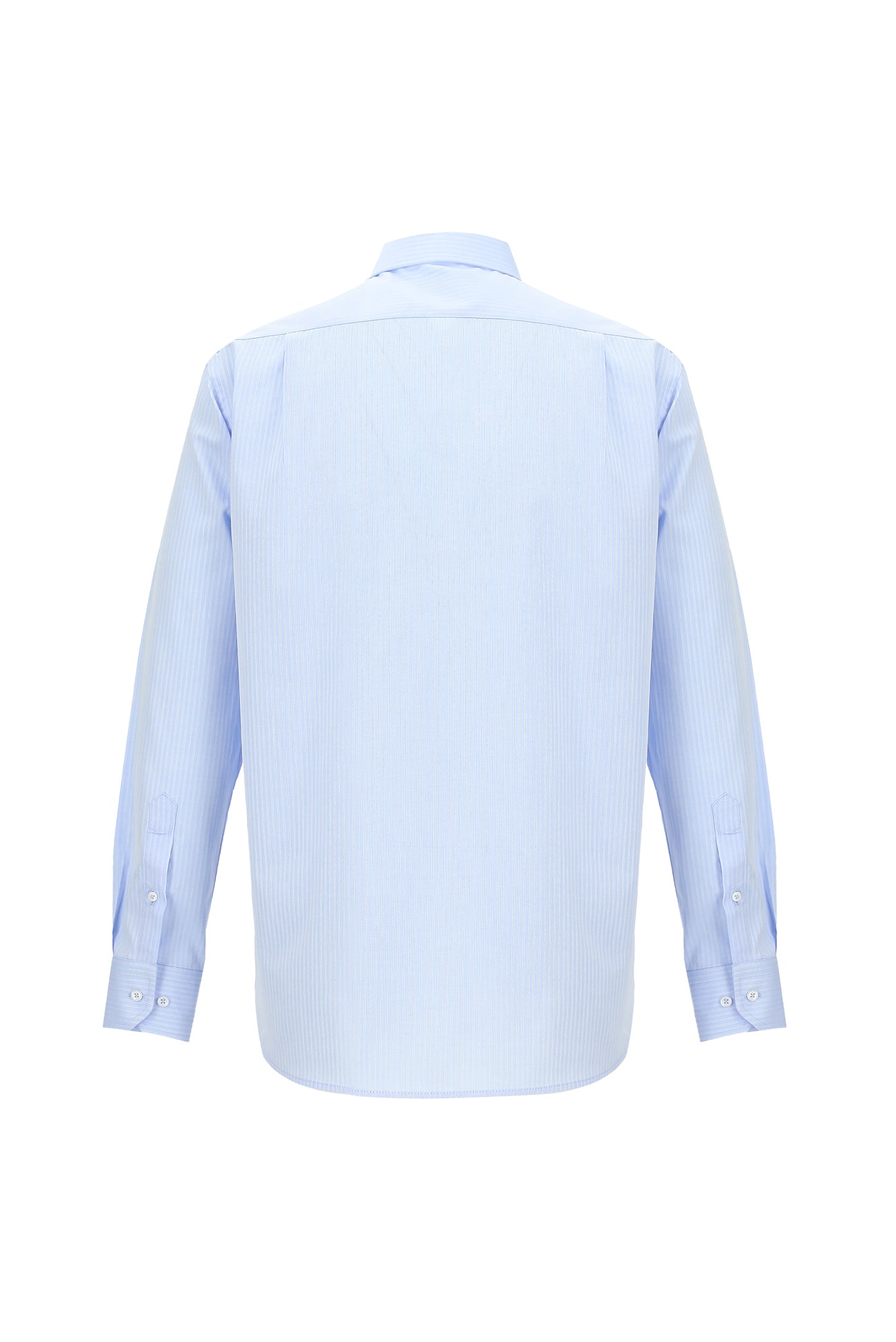 Açık Mavi Uzun Kol Klasik Çizgili Pamuk Gömlek