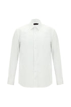 Beyaz Uzun Kol Klasik Çizgili Pamuk Gömlek