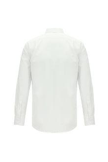 Beyaz Uzun Kol Klasik Çizgili Pamuk Gömlek