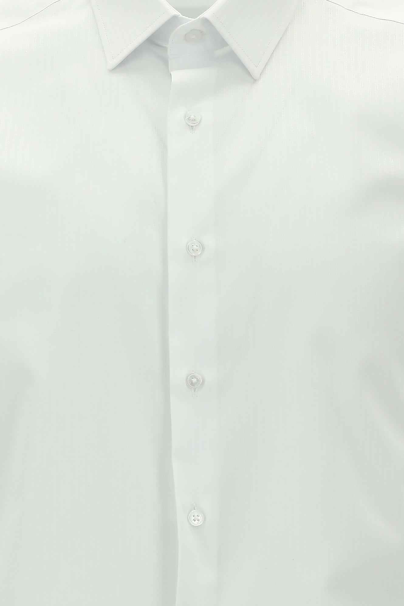 Beyaz Uzun Kol Klasik Çizgili Pamuk Gömlek