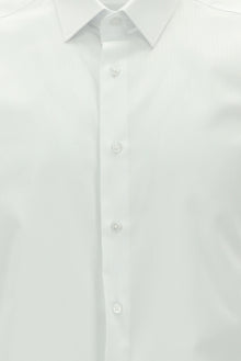 Beyaz Uzun Kol Klasik Çizgili Pamuk Gömlek