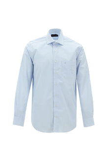 Açık Mavi Uzun Kol Regular Fit Ekose Pamuk Gömlek