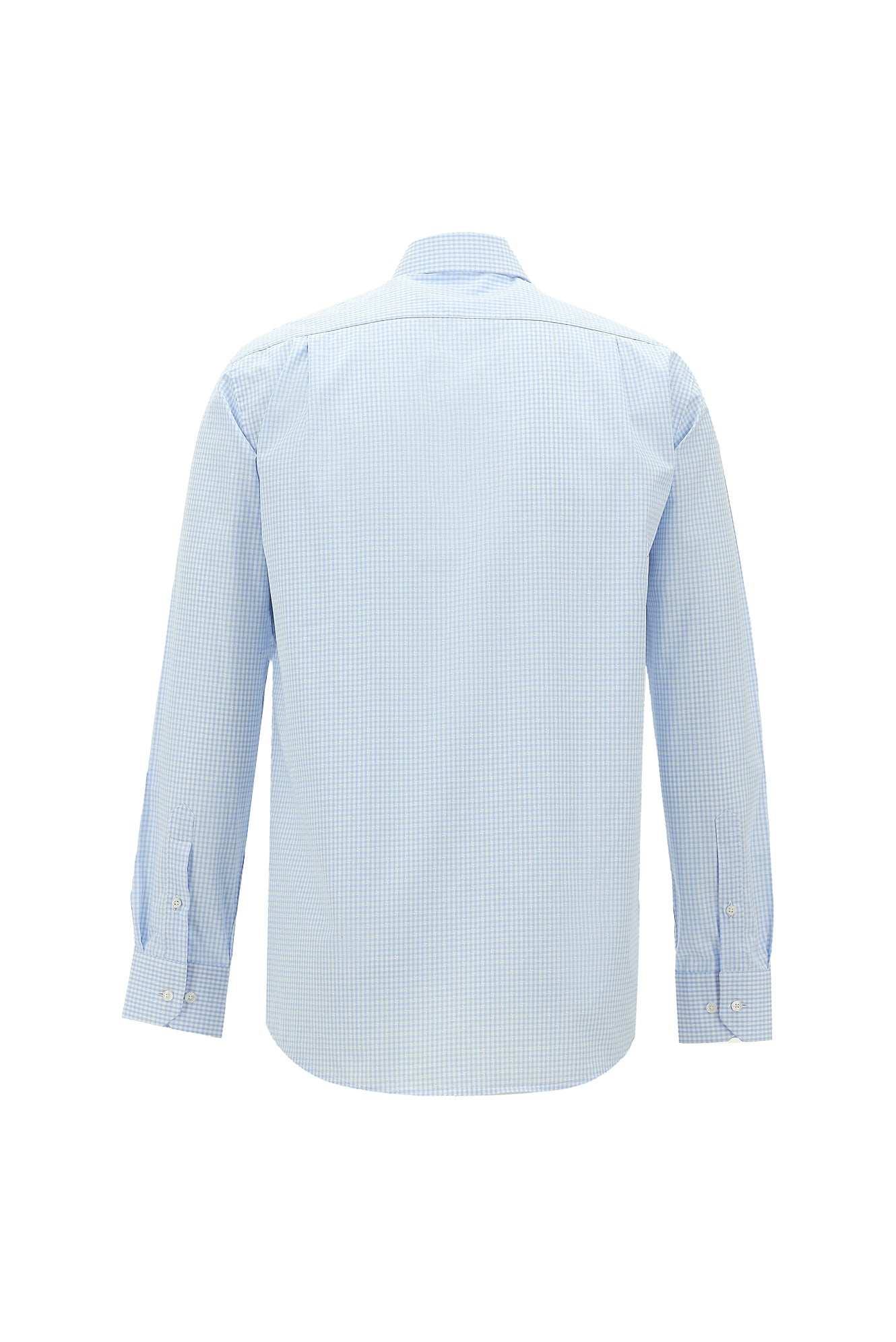 Açık Mavi Uzun Kol Regular Fit Ekose Pamuk Gömlek
