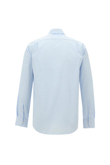 Açık Mavi Uzun Kol Regular Fit Ekose Pamuk Gömlek