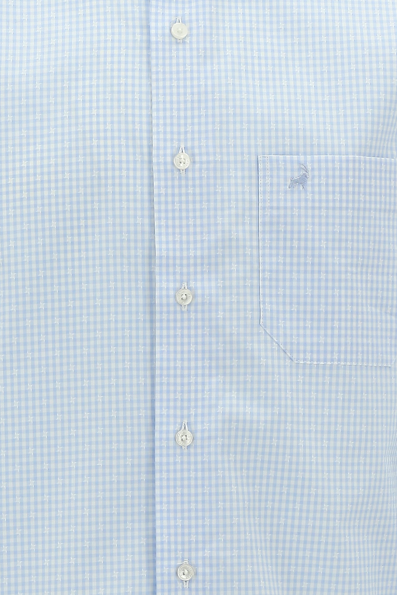 Açık Mavi Uzun Kol Regular Fit Ekose Pamuk Gömlek