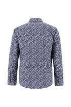 Orta Lacivert Uzun Kol Slim Fit Dar Kesim Bask?l? Pamuk Gömlek-Abdullah Ki??l?