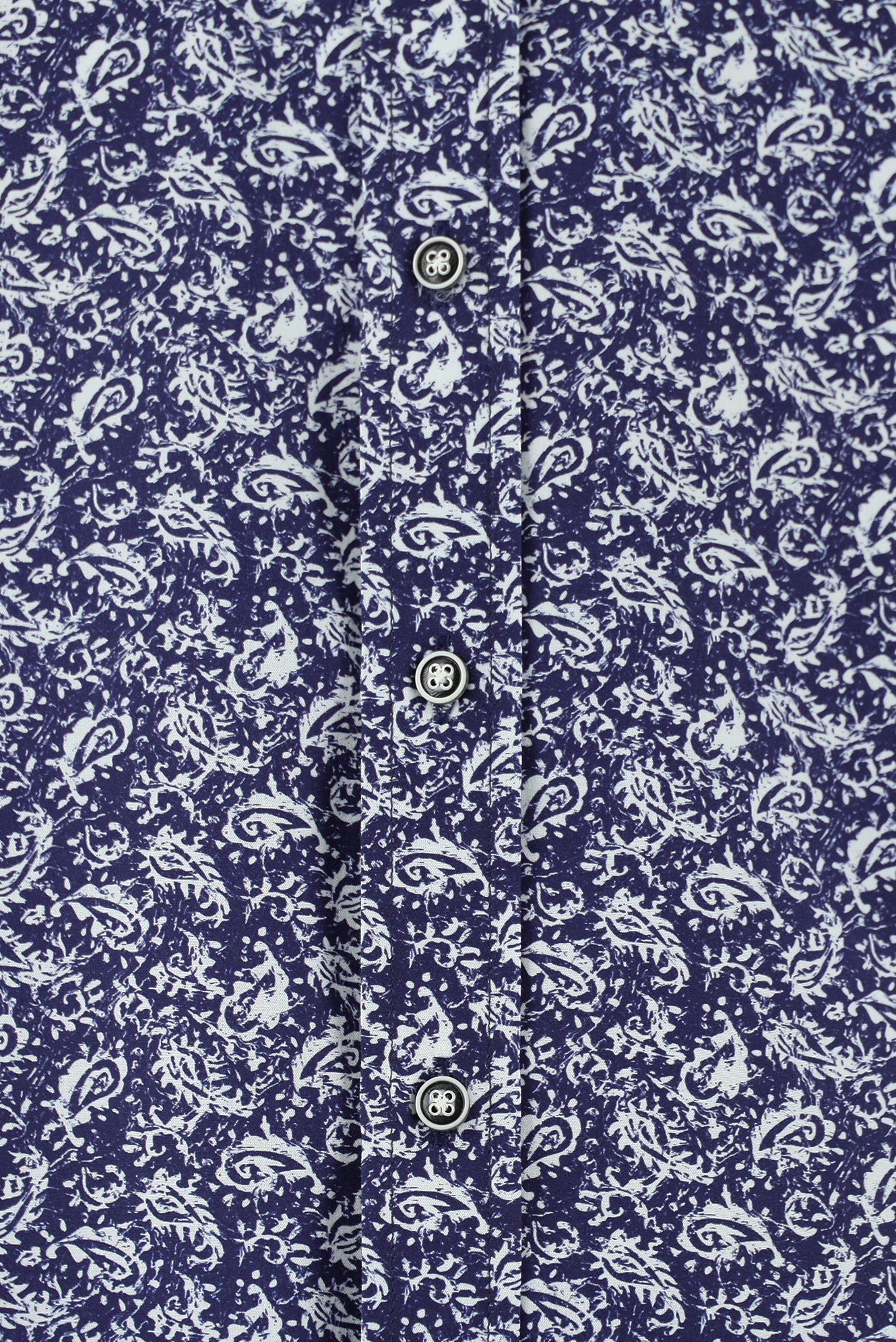 Orta Lacivert Uzun Kol Slim Fit Dar Kesim Bask?l? Pamuk Gömlek-Abdullah Ki??l?