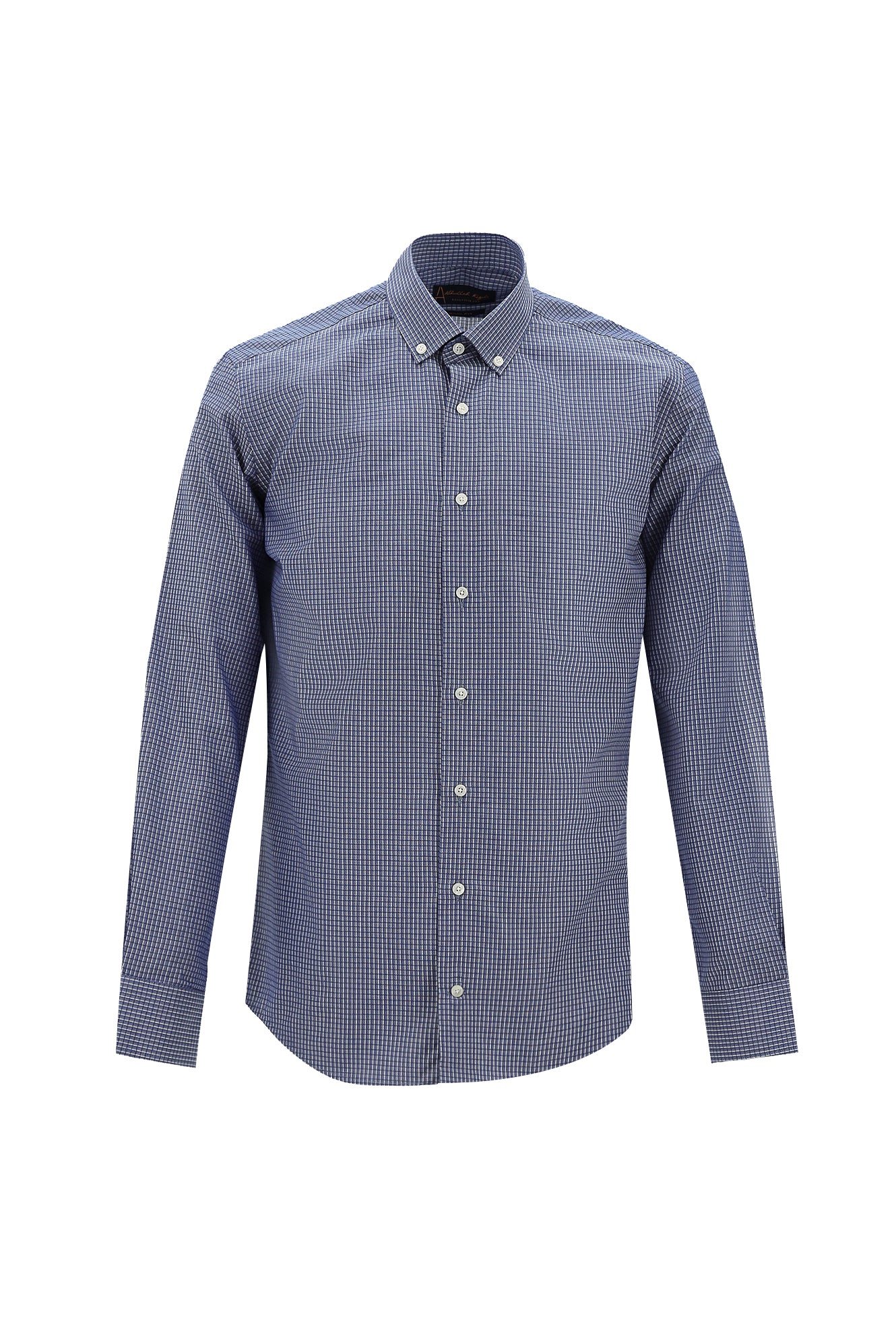 Koyu Lacivert Uzun Kol Slim Fit Dar Kesim Ekose Pamuk Gömlek