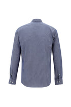 Koyu Lacivert Uzun Kol Slim Fit Dar Kesim Ekose Pamuk Gömlek