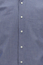 Koyu Lacivert Uzun Kol Slim Fit Dar Kesim Ekose Pamuk Gömlek