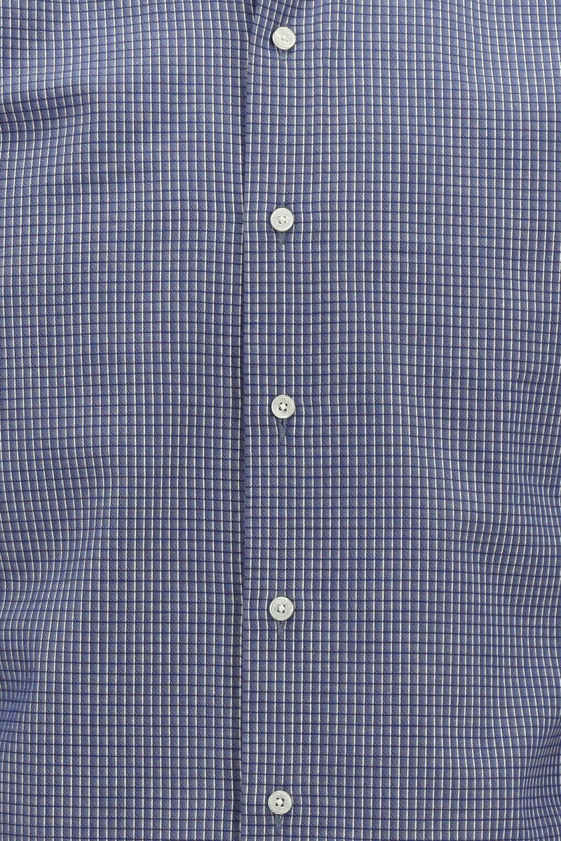 Koyu Lacivert Uzun Kol Slim Fit Dar Kesim Ekose Pamuk Gömlek