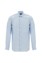 Uçuk Mavi Uzun Kol Slim Fit Dar Kesim Ekose Pamuk Gömlek