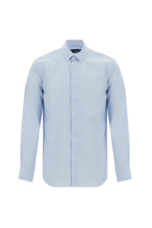 Uçuk Mavi Uzun Kol Slim Fit Dar Kesim Ekose Pamuk Gömlek