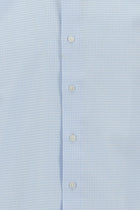 Uçuk Mavi Uzun Kol Slim Fit Dar Kesim Ekose Pamuk Gömlek