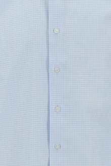 Uçuk Mavi Uzun Kol Slim Fit Dar Kesim Ekose Pamuk Gömlek