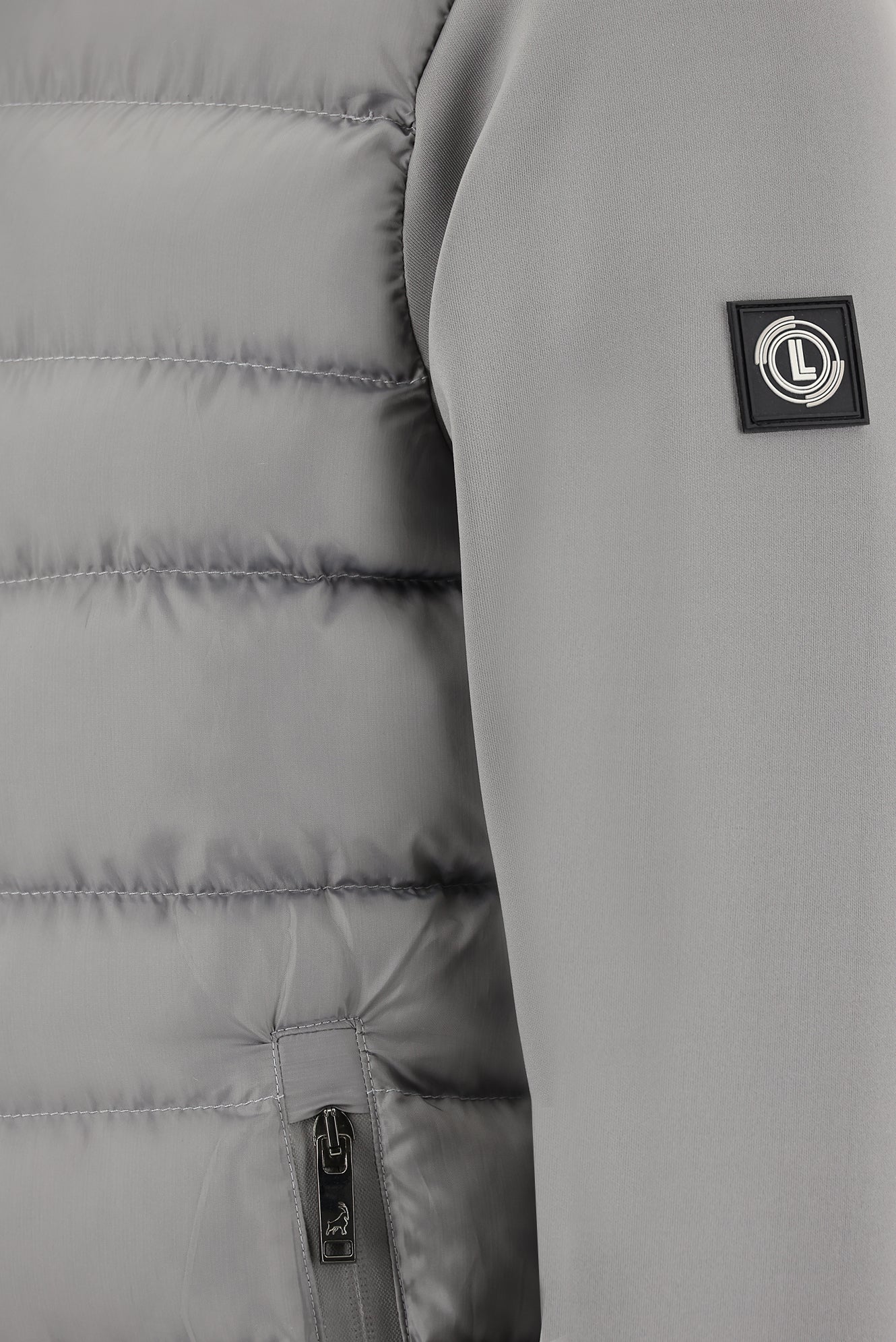 Orta Gri Dik Yaka Slim Fit Dar Kesim Spor Scuba Mont