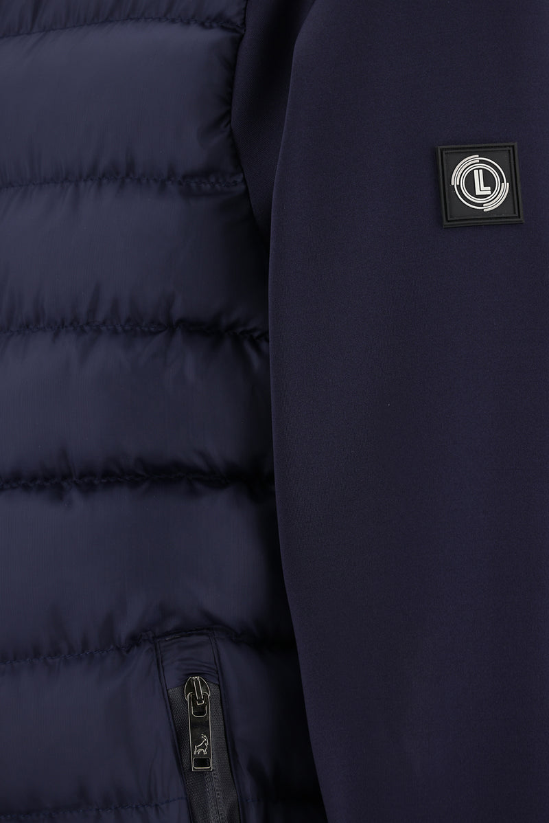 Koyu Lacivert Dik Yaka Slim Fit Dar Kesim Spor Scuba Mont