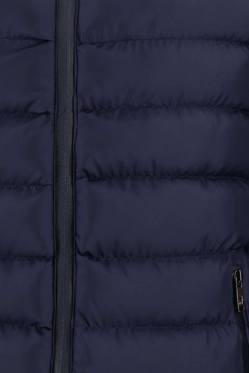 Koyu Lacivert Dik Yaka Slim Fit Dar Kesim Spor Scuba Mont