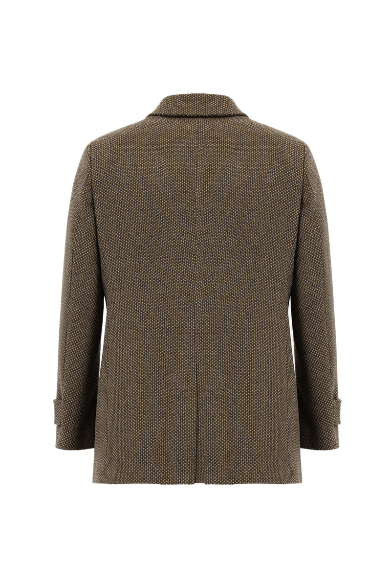 Orta Kahve Desenli Kaşmirli Kaban