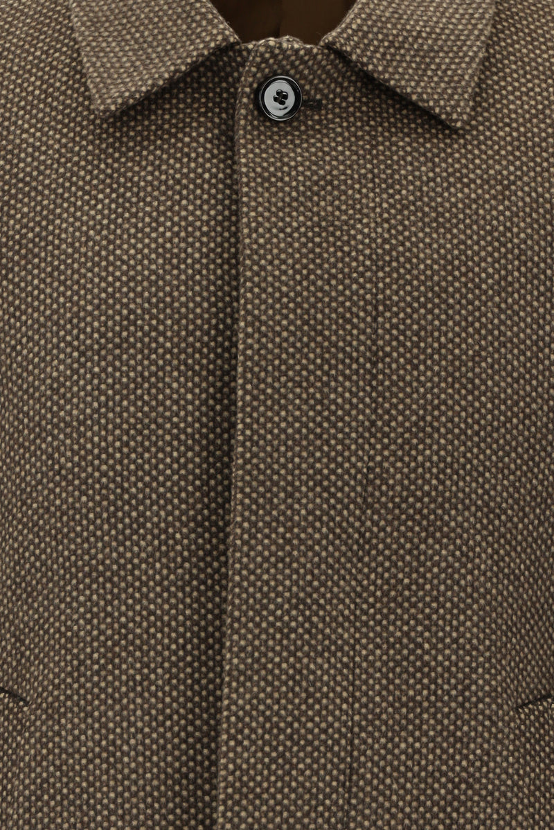 Orta Kahve Desenli Kaşmirli Kaban