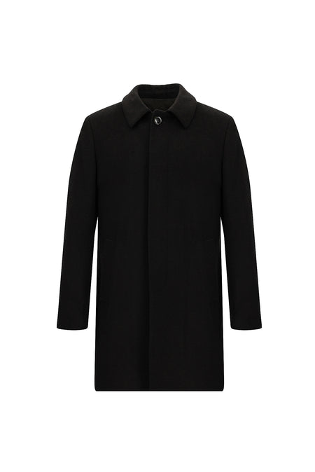 Koyu Kahve Yünlü Kaban