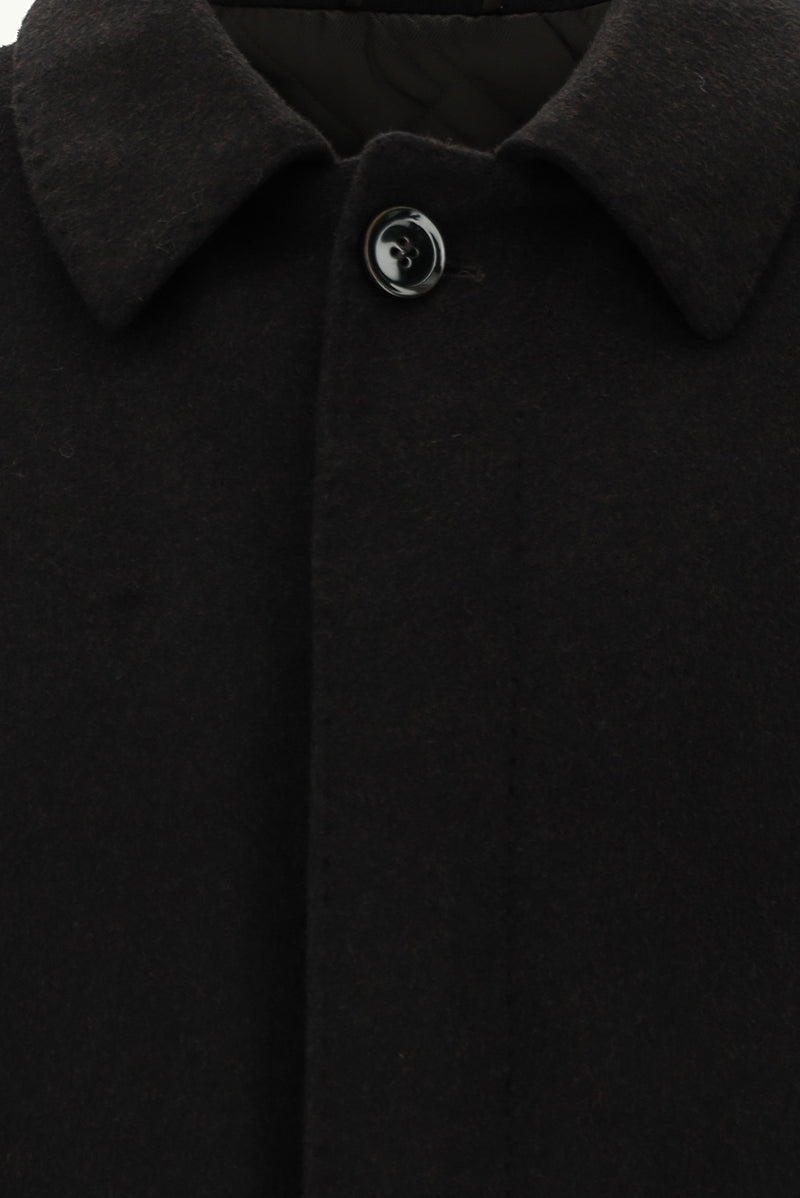 Koyu Kahve Yünlü Kaban