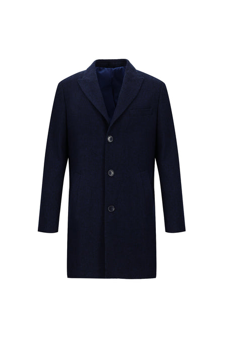 Koyu Lacivert Yünlü Kaban