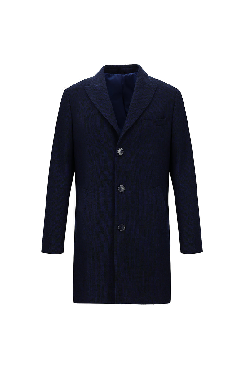 Koyu Lacivert Yünlü Kaban