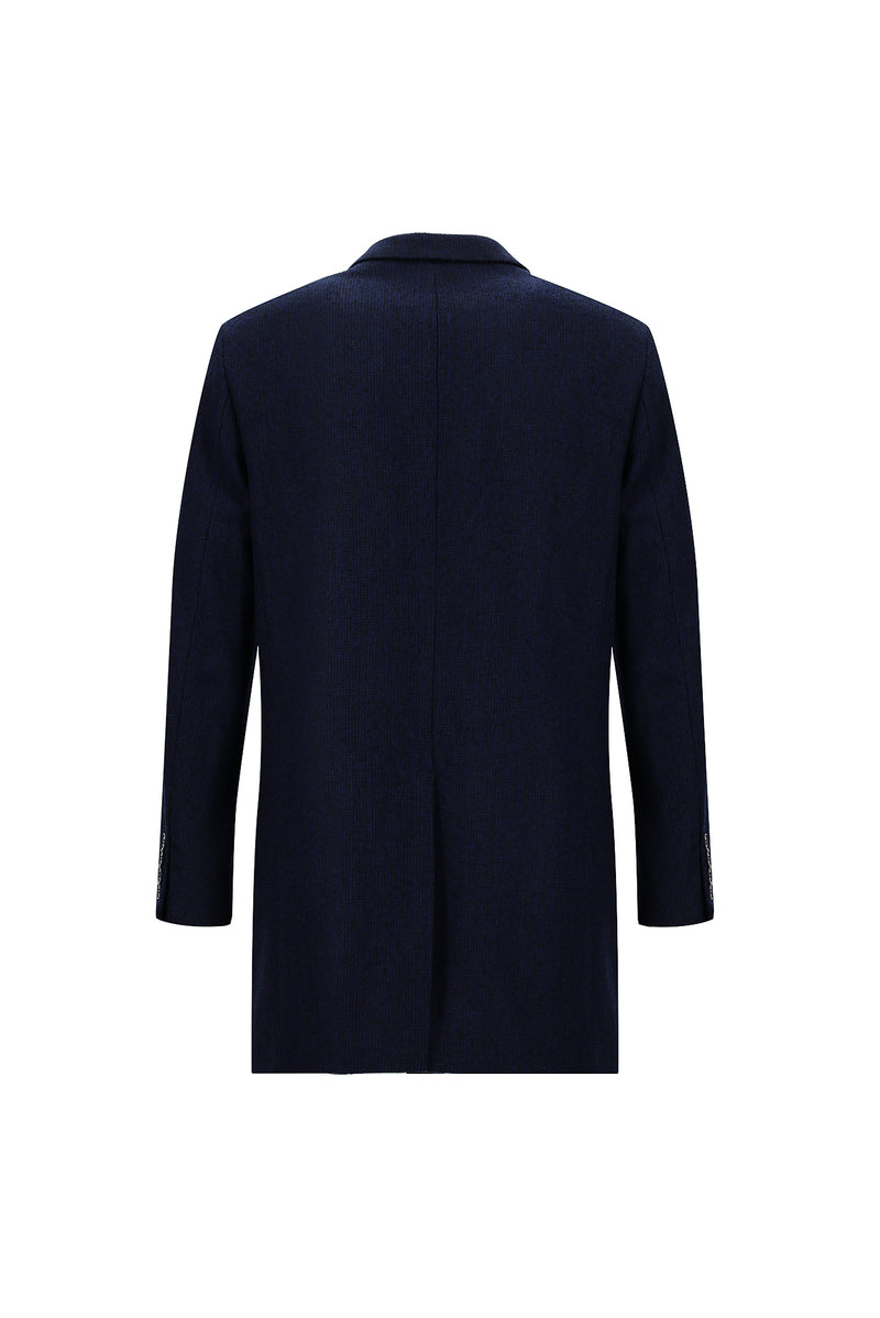 Koyu Lacivert Yünlü Kaban