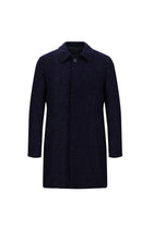 Koyu Lacivert Yünlü Desenli Kaban