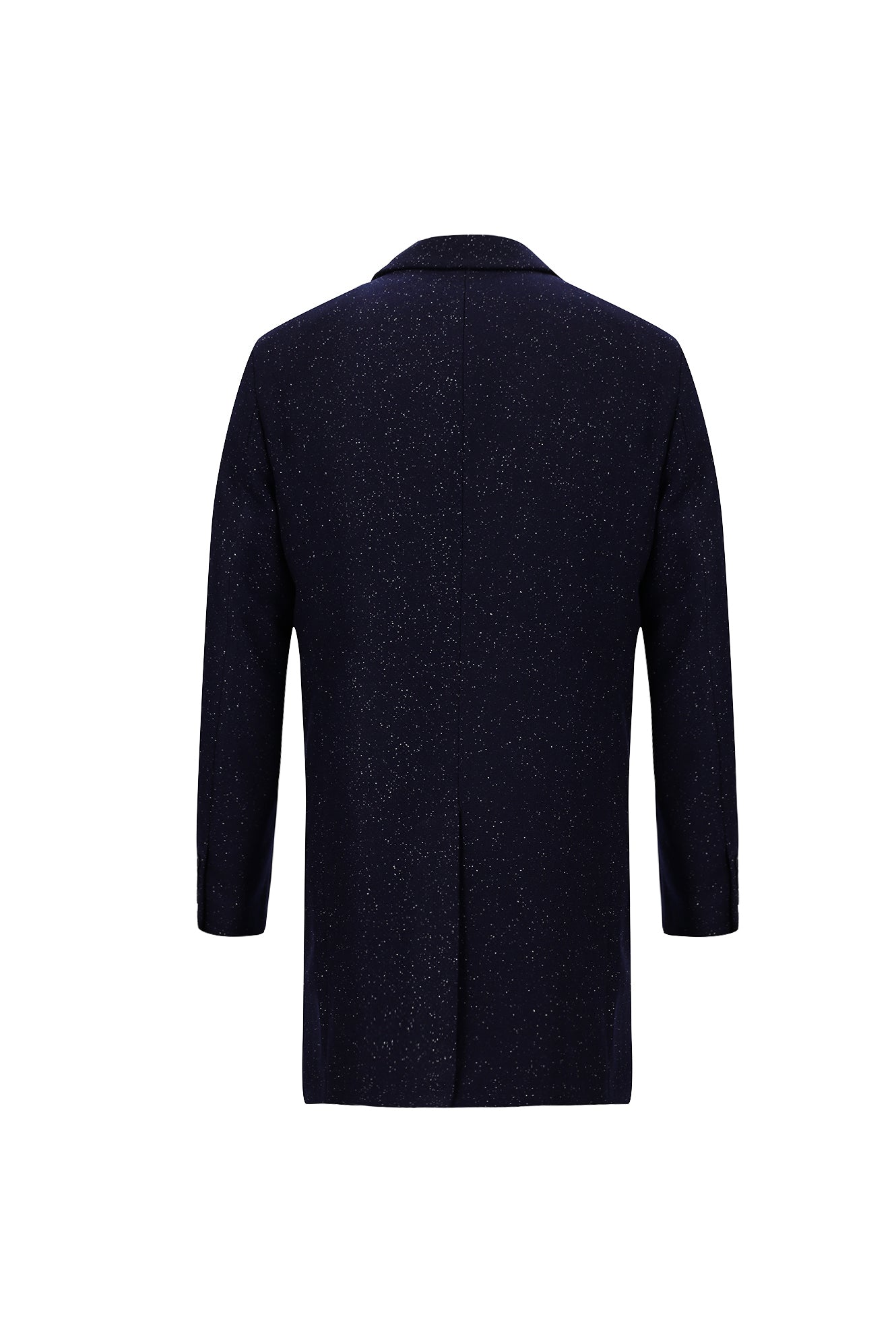 Koyu Lacivert Yünlü Desenli Kaban