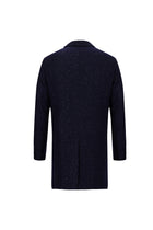 Koyu Lacivert Yünlü Desenli Kaban