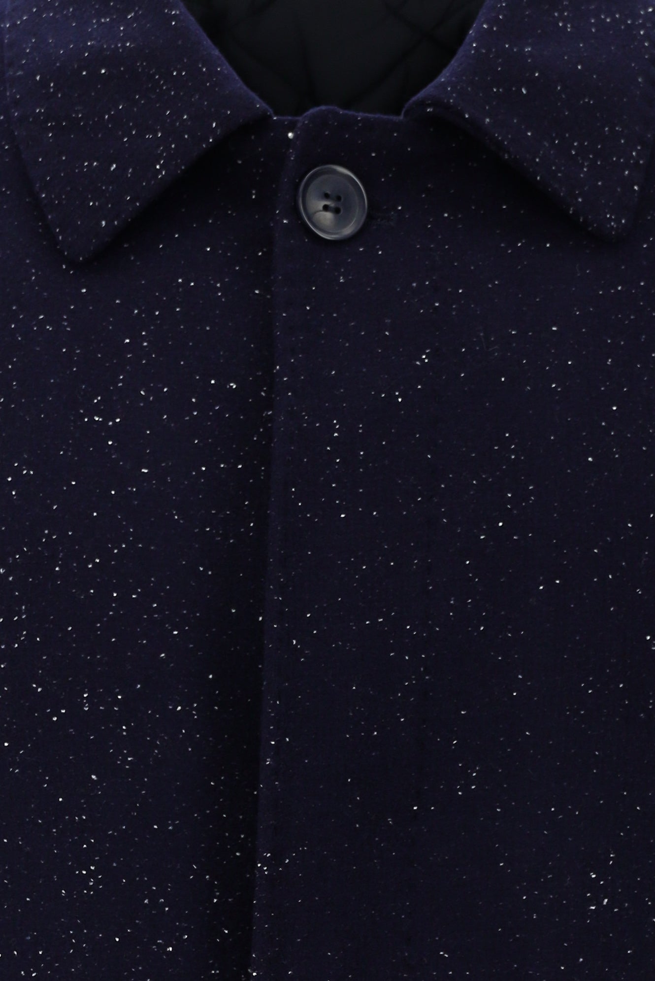 Koyu Lacivert Yünlü Desenli Kaban