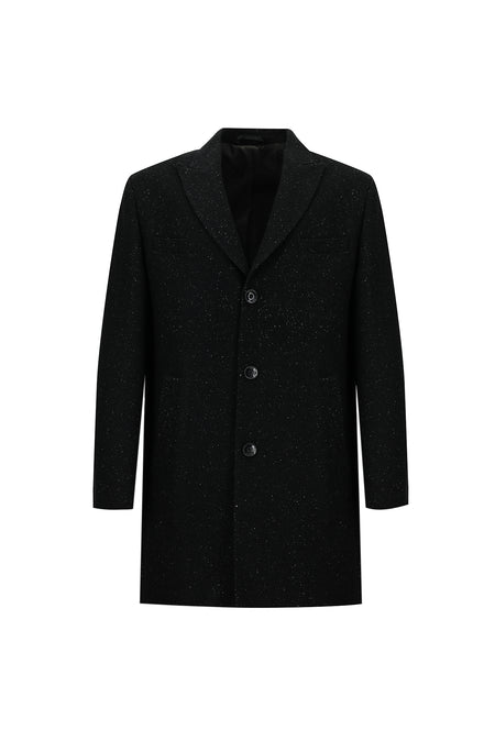 Siyah Yünlü Desenli Kaban