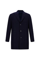 Koyu Lacivert Yünlü Desenli Kaban