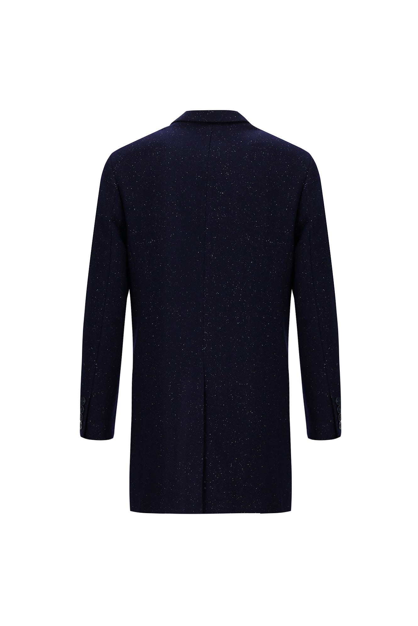 Koyu Lacivert Yünlü Desenli Kaban