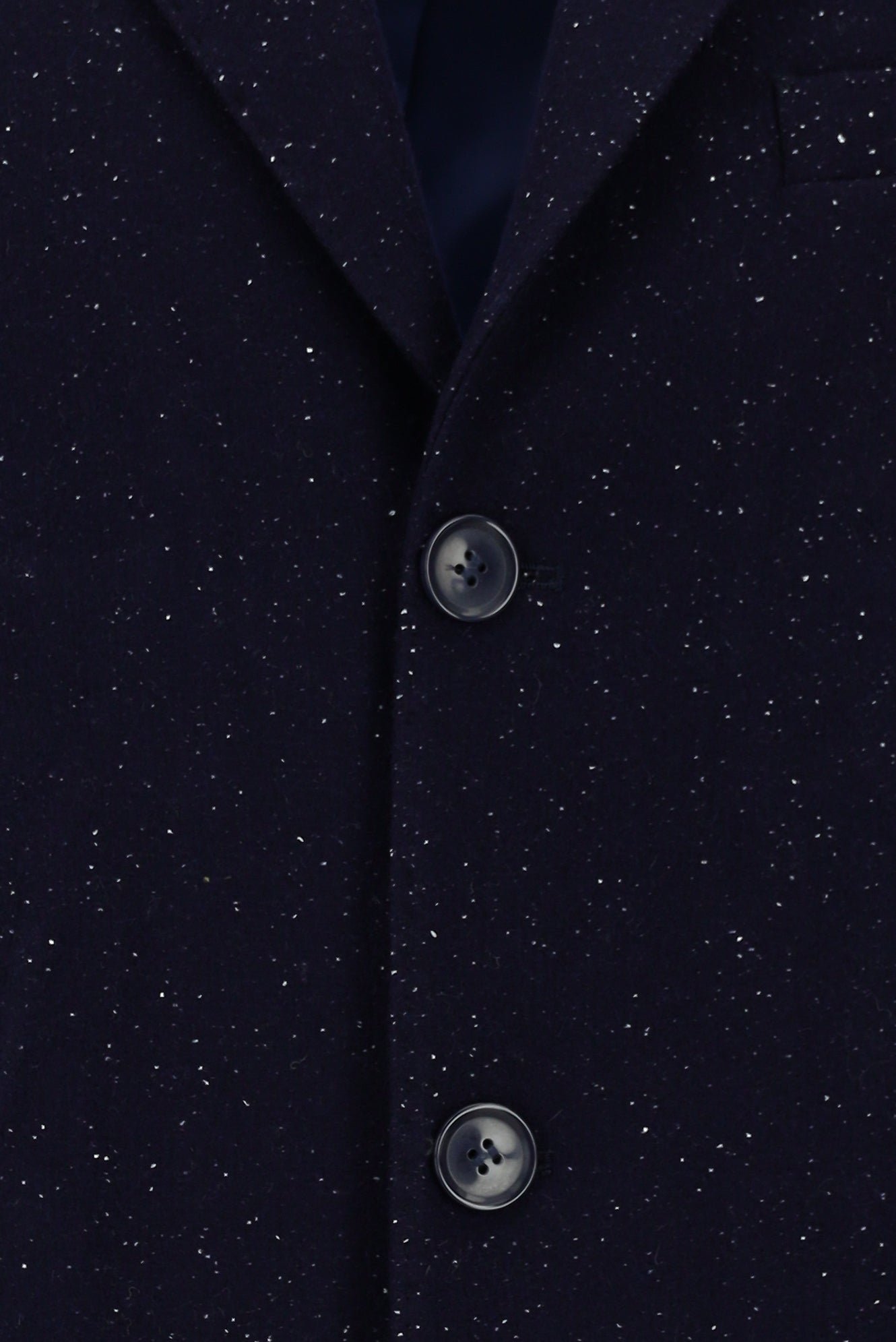 Koyu Lacivert Yünlü Desenli Kaban